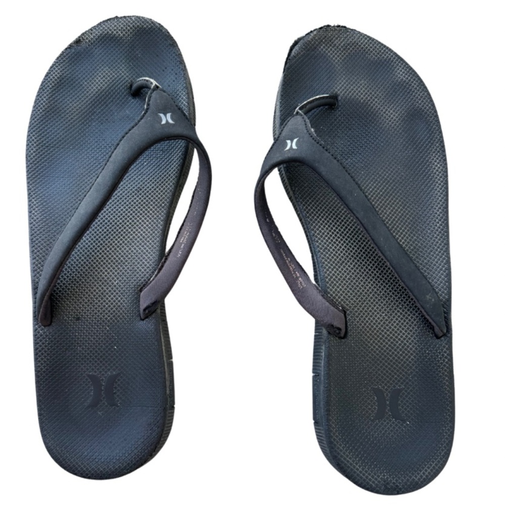 Hurley Rubber Flip-Flop Sandals – Women’s Size 9 (Black)